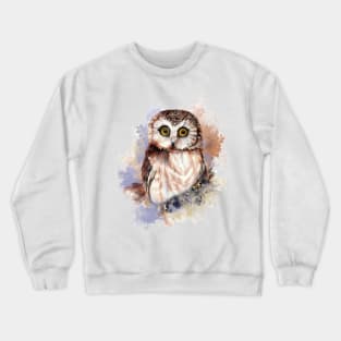 Watercolor Cute LIttle Owl Crewneck Sweatshirt